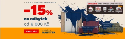 15 % na NÁBYTEK od 6000Kč/200€ 7-9-9-2026