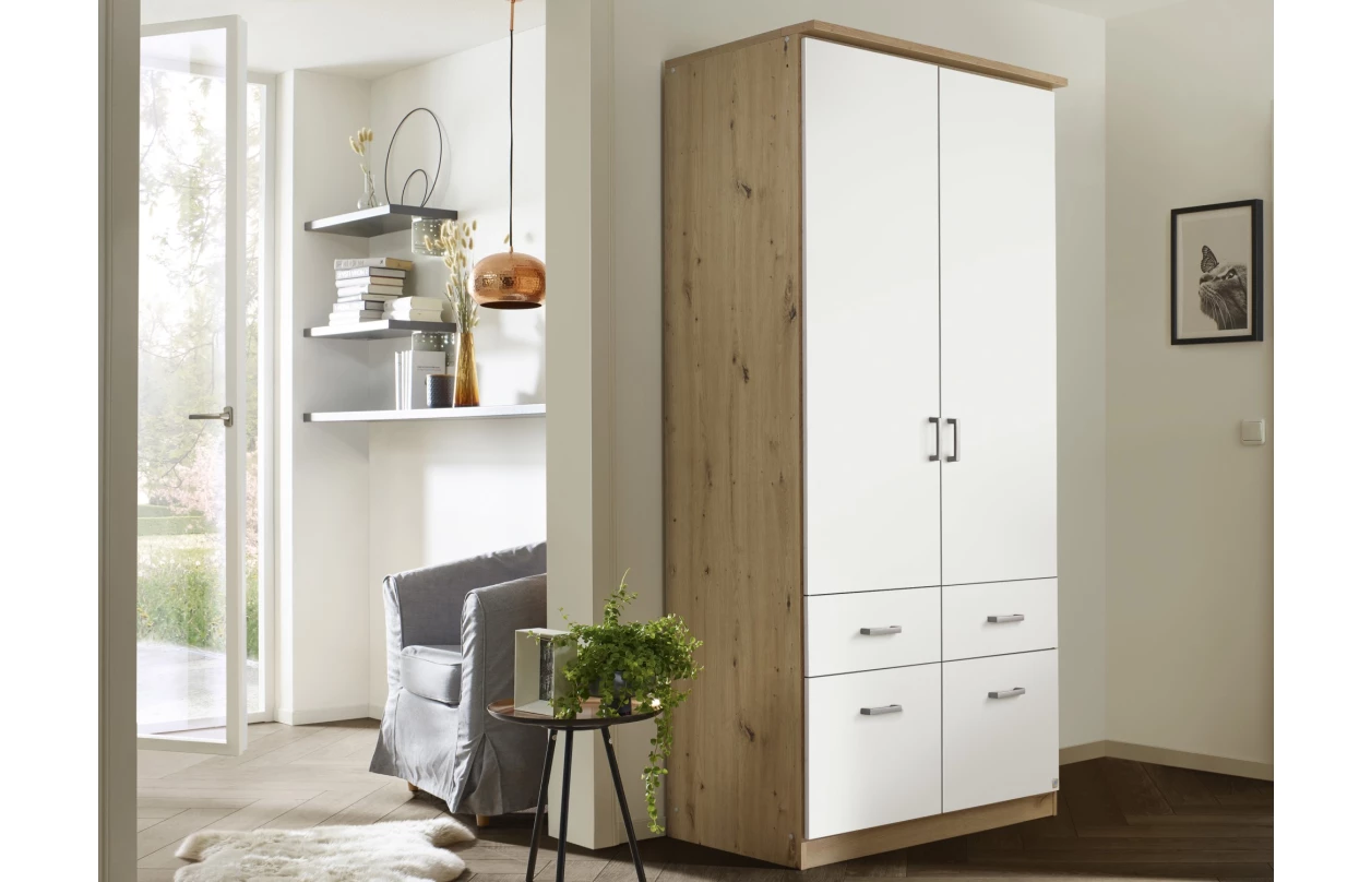 Šatní skříň Bremen, 91 cm, dub sonoma/bílá 16