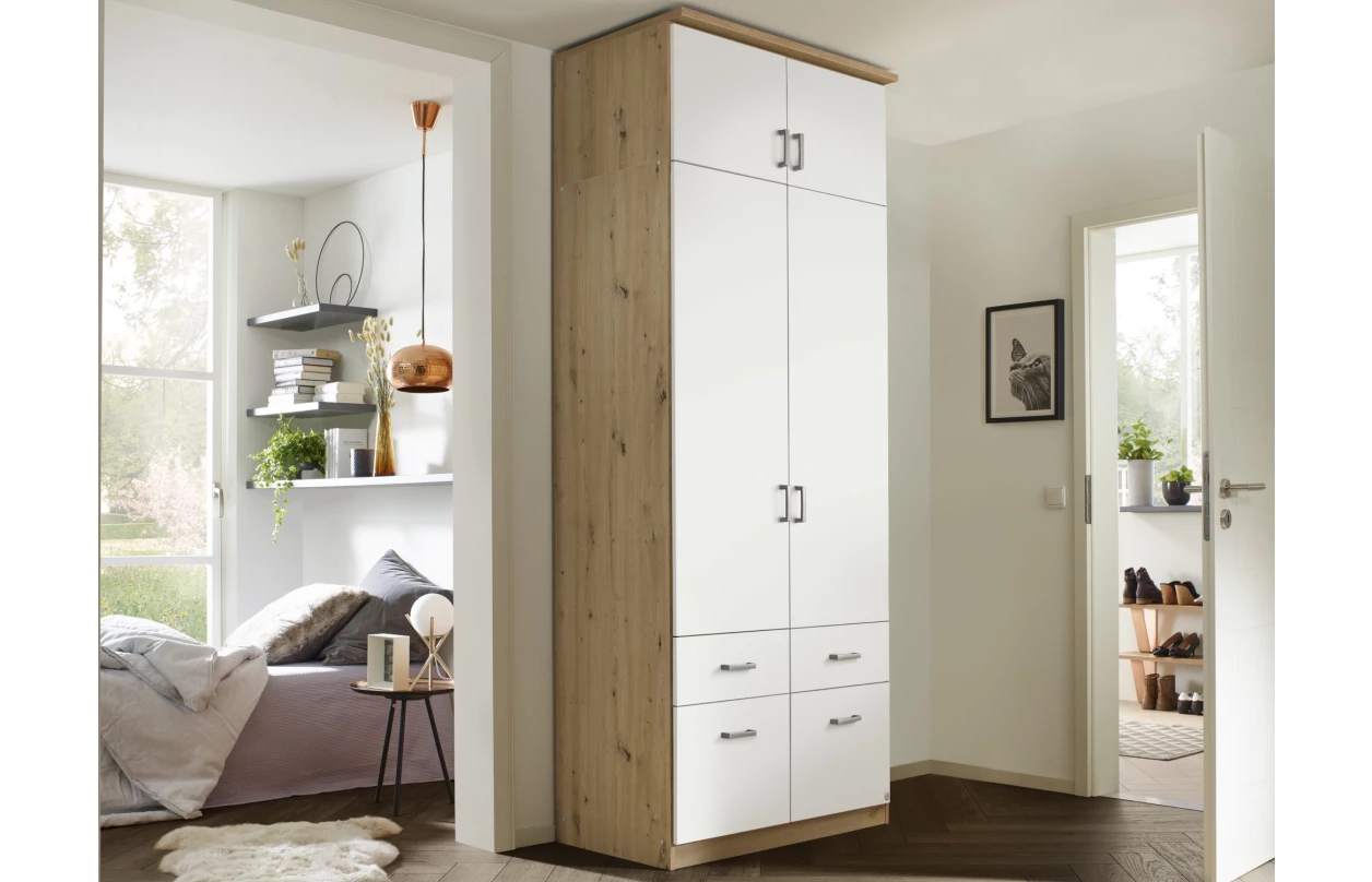Šatní skříň Bremen, 91 cm, dub artisan/bílá 23
