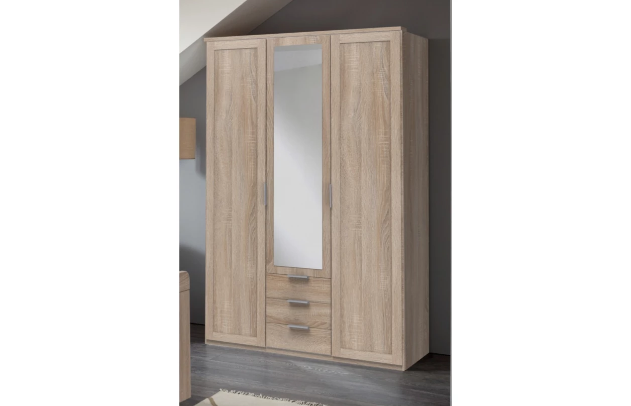 Šatní skříň Nadja, 225 cm, dub artisan/zrcadlo 16