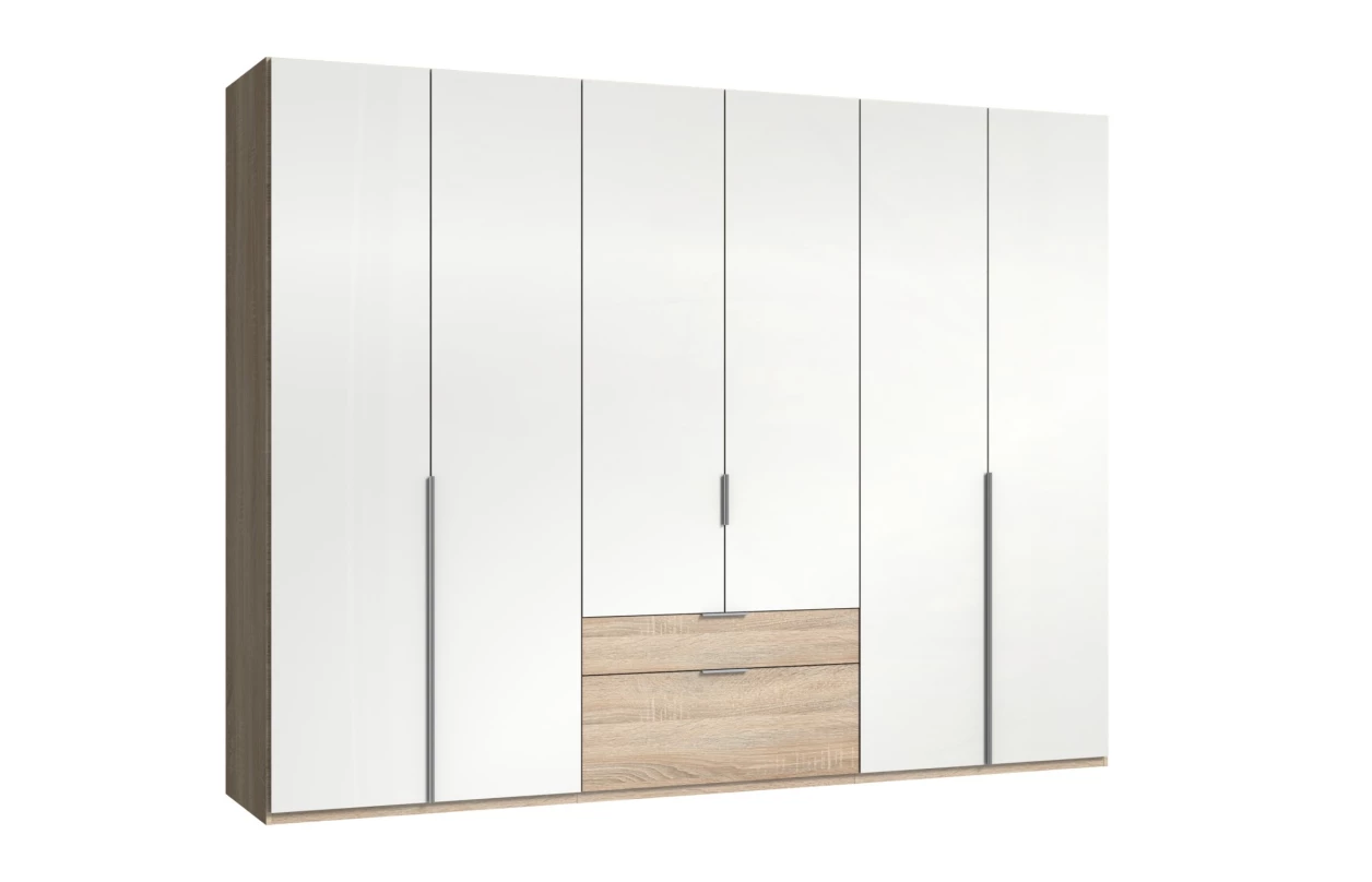Šatní skříň se zásuvkami New York D, 135 cm, bílá/bílý lesk 15