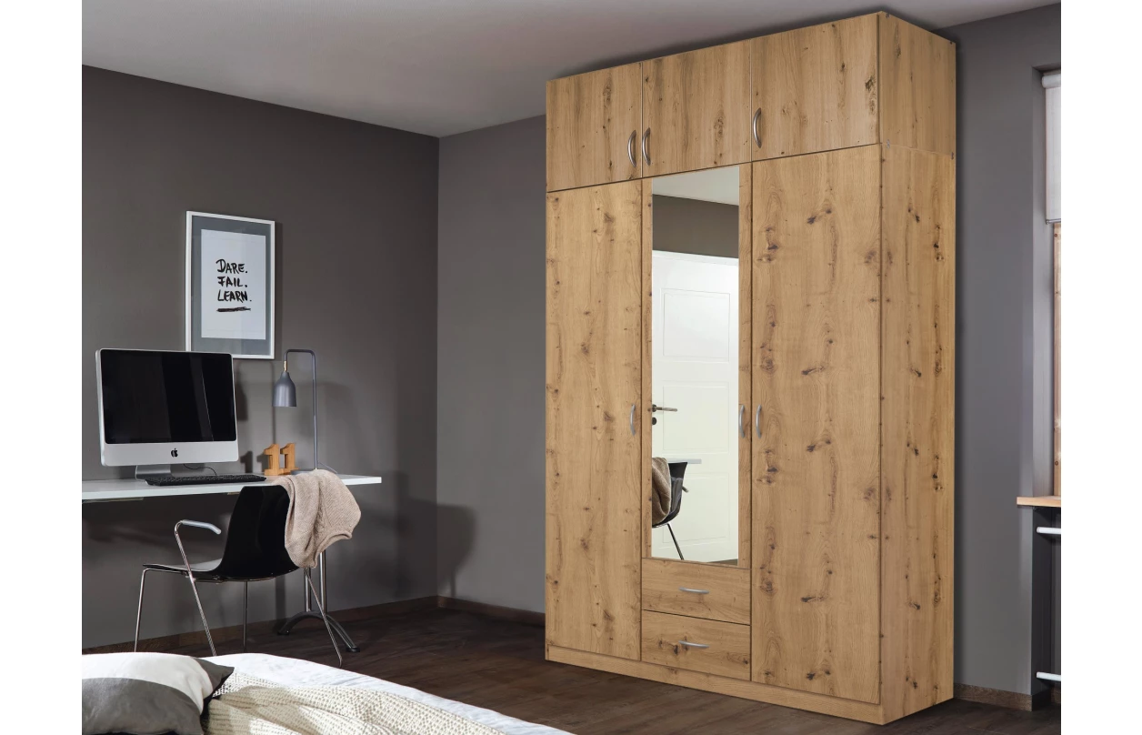Šatní skříň Case, 136 cm, bílá 18