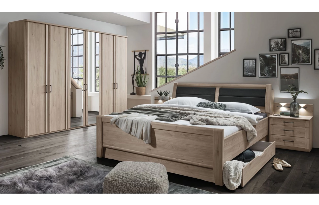 Rohová šatní skříň Luxor 93/93 cm, polární modřín 26