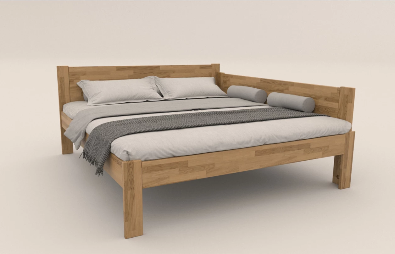 Rohová postel se zástěnou vpravo Fava P 180x200 cm, bělený buk 1