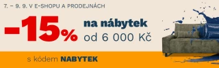 Sleva 15 % na každý kus nábytku od 6 000 Kč s kódem NABYTEK