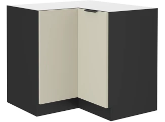 Dolní rohová kuchyňská skříňka Arona, 90/90 cm, kašmírová/černá
