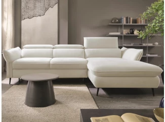 Rohová sedací souprava Mango, krémová látka, pravý roh