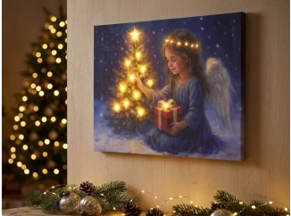 LED vánoční obraz (2 druhy) Anděl, 38x28 cm