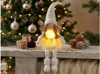 Vánoční dekorace LED Sedící anděl 55 cm, mix