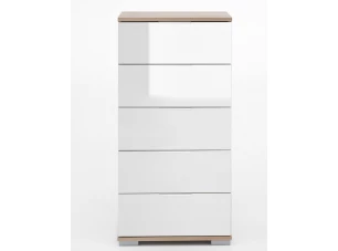 Skříňka s 5 zásuvkami Easy Plus, 49 cm, dub sonoma/bílé sklo