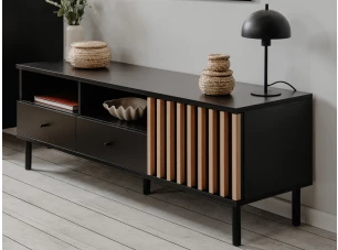 TV skříňka Monea, černý/dub artisan
