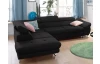 Rohová sedací souprava Fabio, černá látka, levý roh