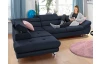 Rohová sedací souprava Fabio, tmavě modrá látka, levý roh