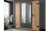 Šatní skříň se zrcadly Cork, 180 cm, prkenný dub/grafit