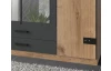 Šatní skříň se zrcadly Cork, 180 cm, prkenný dub/grafit