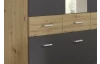 Šatní skříň se zrcadlem Bremen, 136 cm, dub artisan/tmavě šedá
