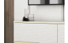 Závěsná TV skříňka Orfeo, 135 cm, bílá struktura/zlatá