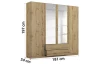 Šatní skříň se zrcadlem Case, 181 cm, dub artisan