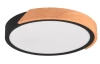 Stropní LED osvětlení Jano 31 cm, dřevo/černý kov, kulaté