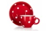 Šálek s podšálkem Dots 100 ml, červený puntíkatý